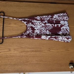 Old Navy Maroon Floral Tank Top